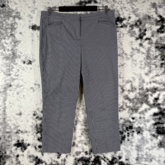 J Jill Pants Women's Size 12 Petite Geometric Cotton Stretch Office Career - Picture 1 of 10